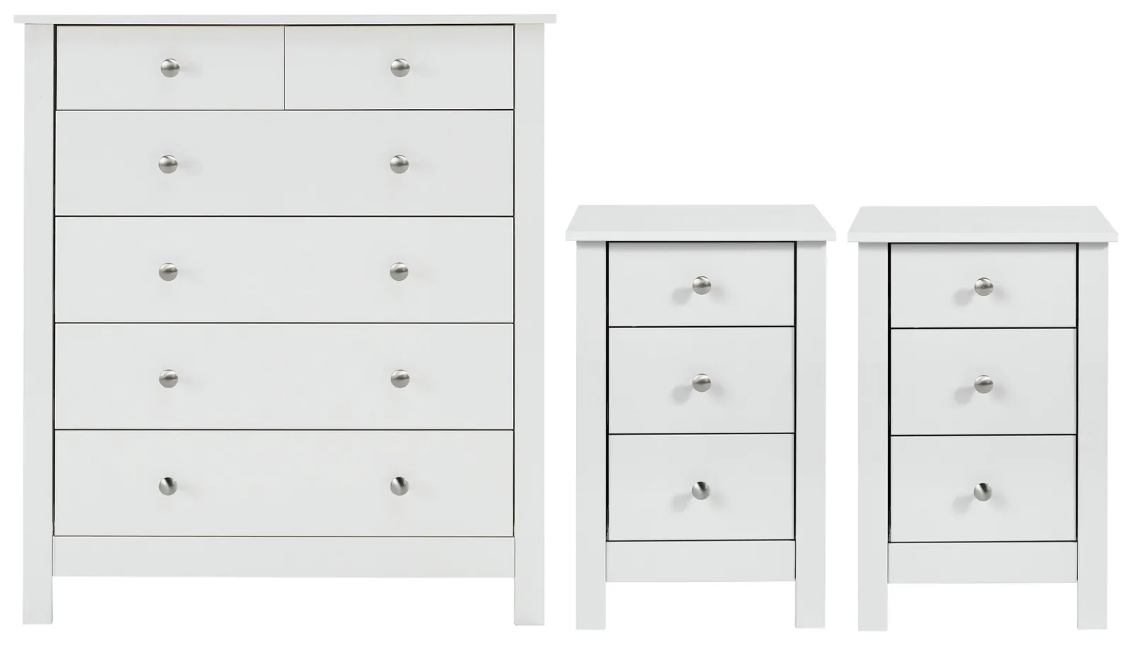 Habitat Osaka 2 Bedsides & 4+2 Drawer Chest Set - White