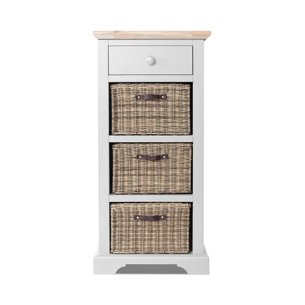 Statement Furniture Florence Tallboy with Drawer & 3 Storage Baskets in White 4
