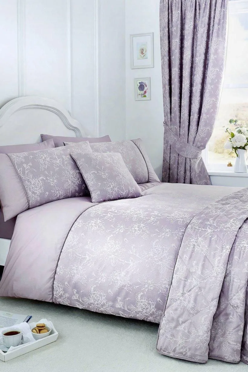 Dreams & Drapes 'Jasmine' Floral Jacquard Duvet Cover Set in Lavender