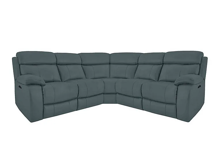Moreno Leather Power Recliner Corner Sofa with Power Headrests - BV Lake Green