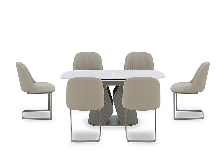 Ivy Extending Dining Table and 6 Cantilever Chairs - 140-cm
