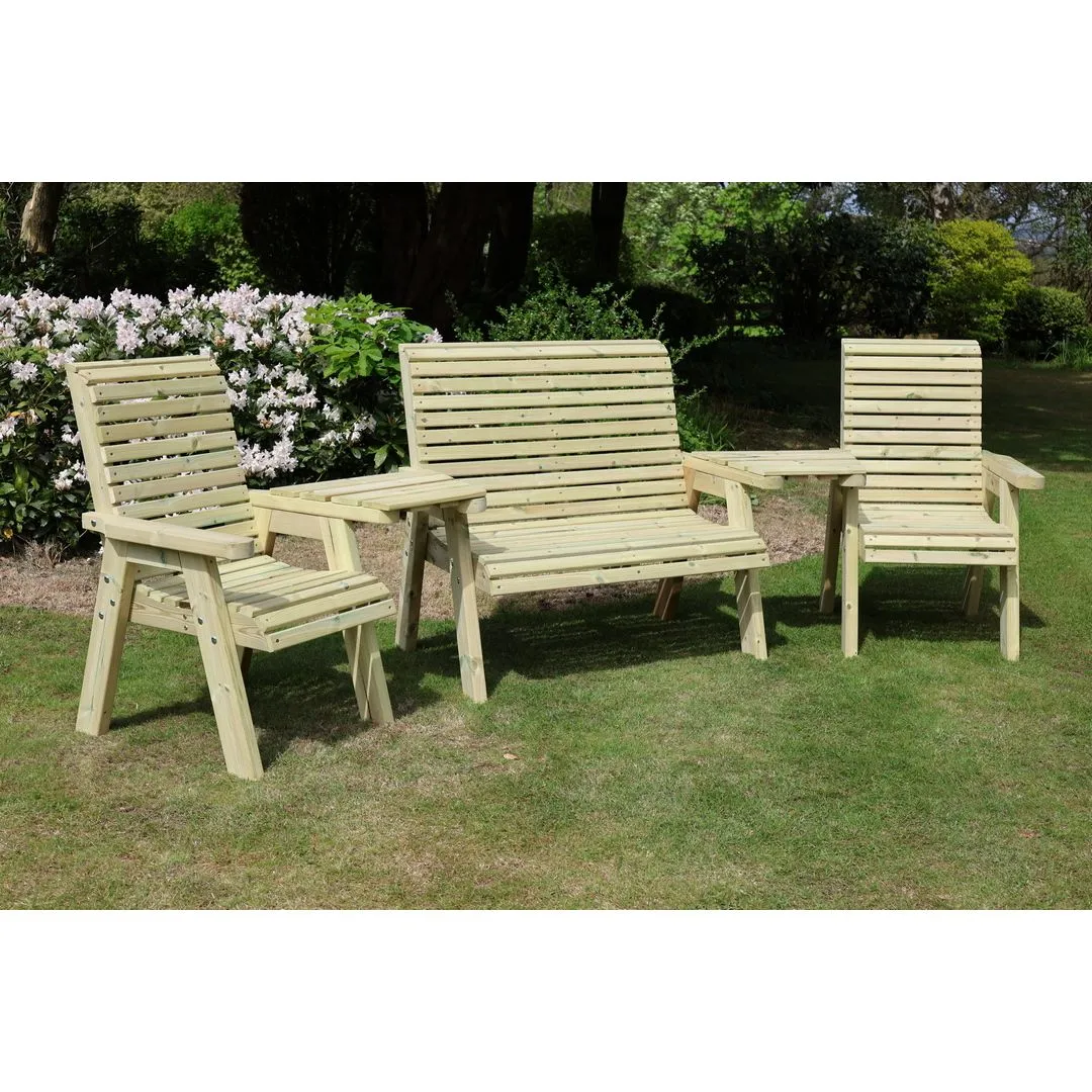 Churnet Valley Garden Furniture Ltd Multi Set, Wooden Garden Table & Chairs - Fully Assembled in Brown