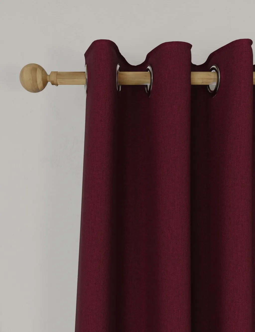 M&S Brushed Eyelet Blackout Thermal Curtains Dark Red