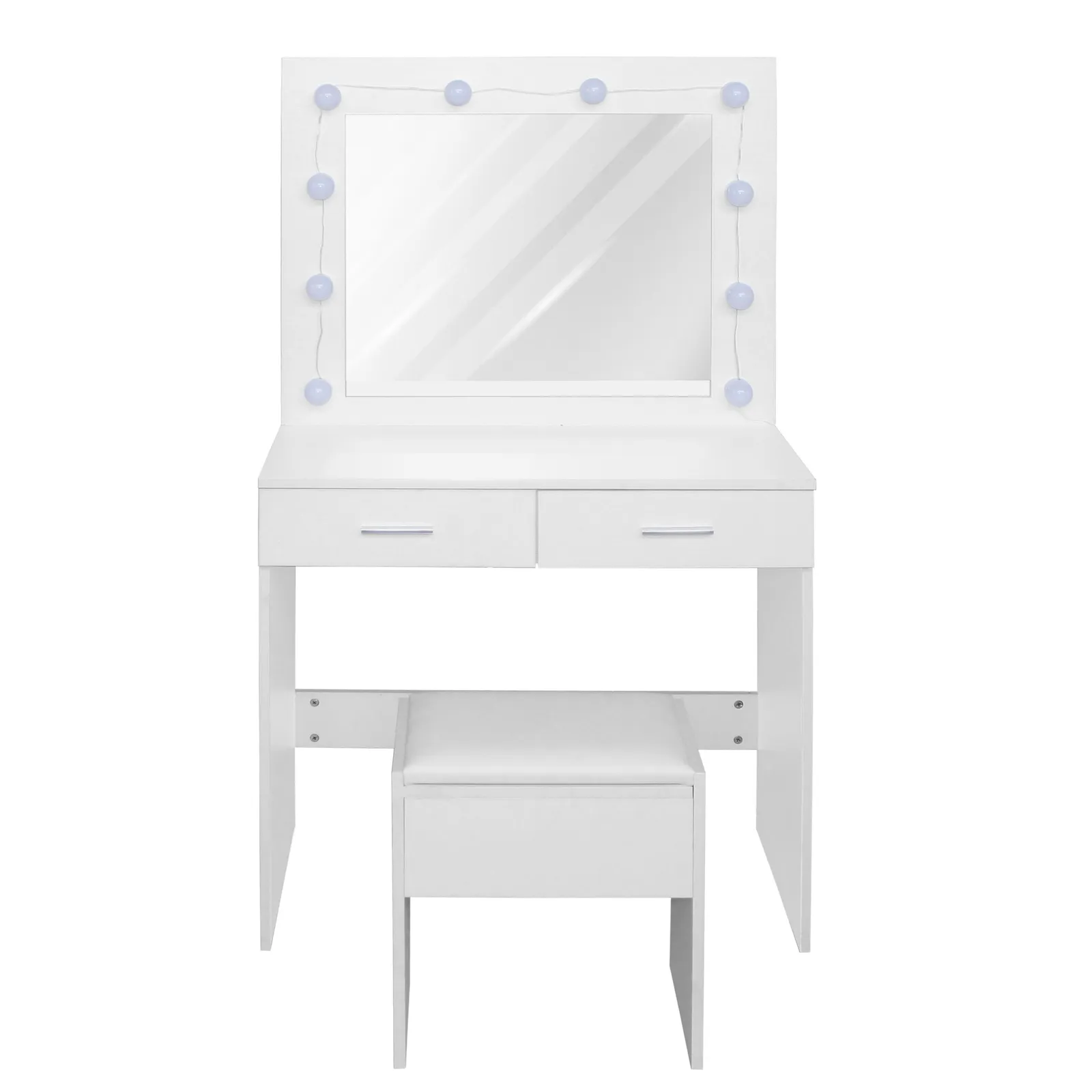 Comfy Living Ltd Dressing Table & Stool Set with LED Lit Mirror In White 3