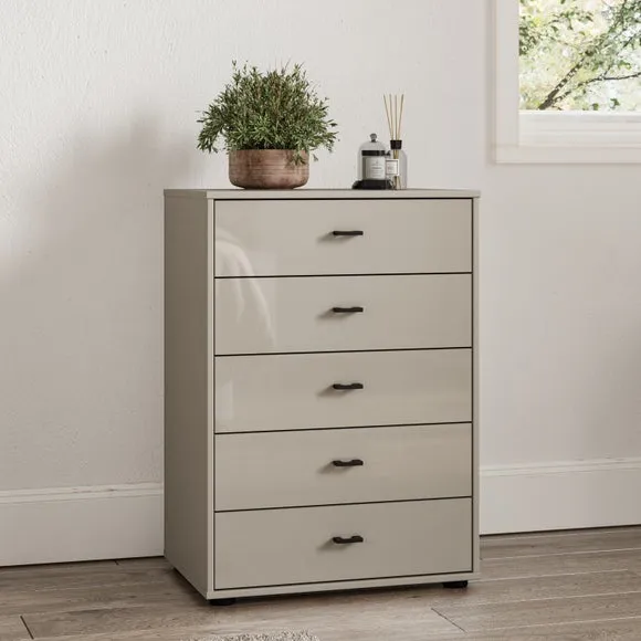 Wiemann Kahla Glass Fronted Small 5 Drawer Chest 1