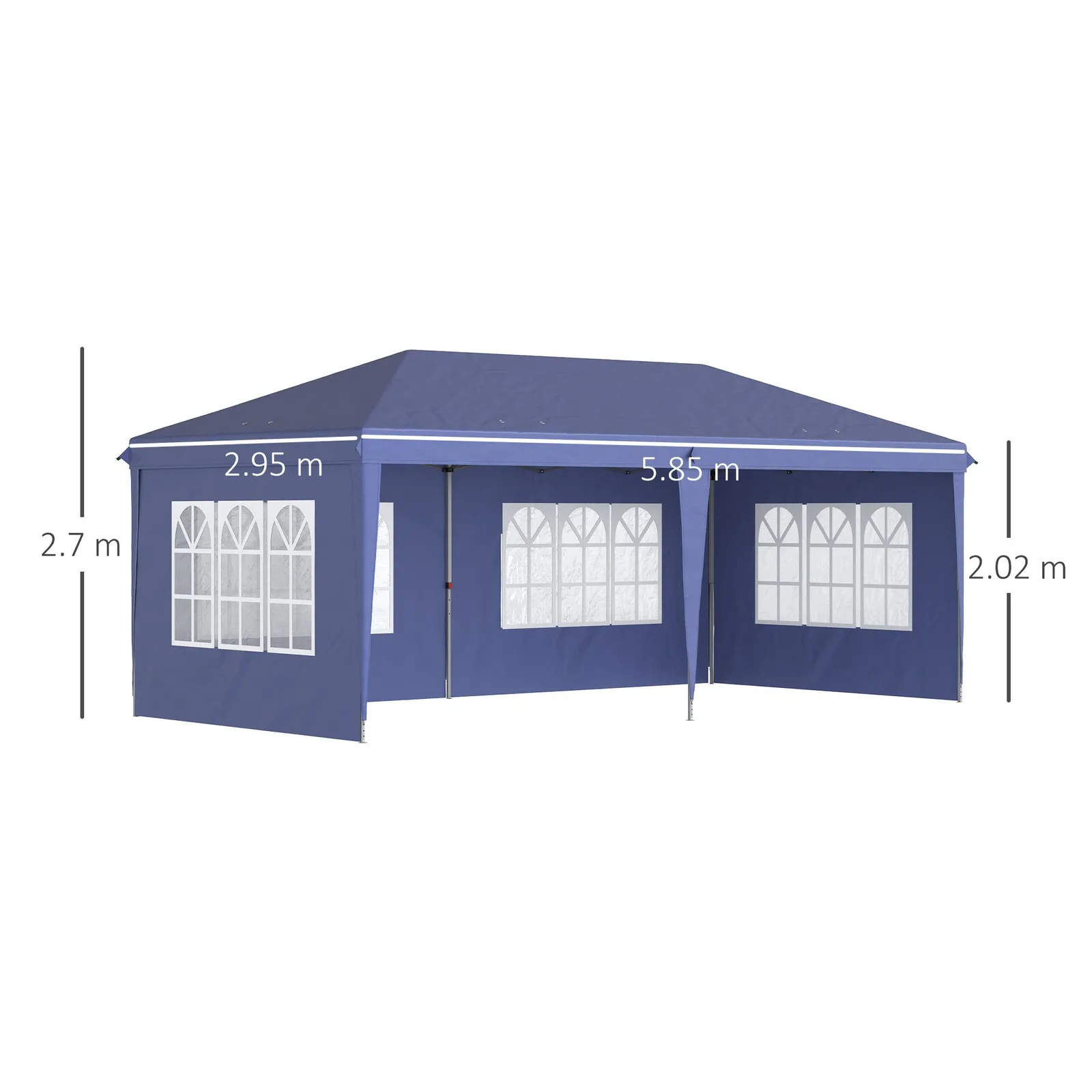 OUTSUNNY 3 x 6m Garden Pop Up Gazebo, Height Adjustable in Blue 3