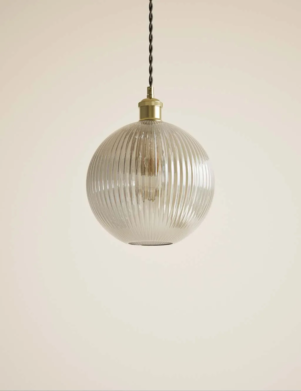M&S Ridged Glass Ceiling Lamp Shade Champagne