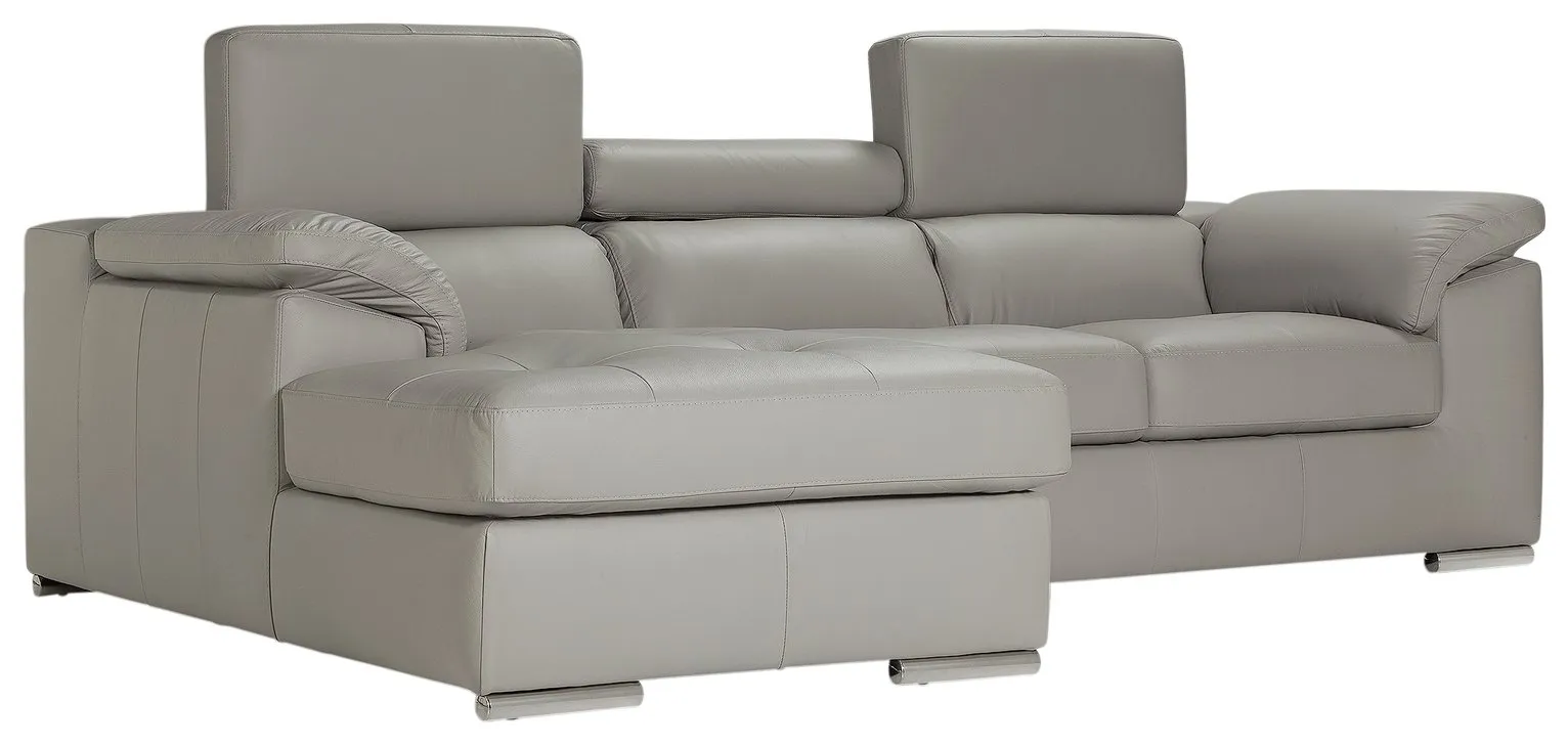 Argos Home Valencia Left Corner Leather Sofa - Light Grey