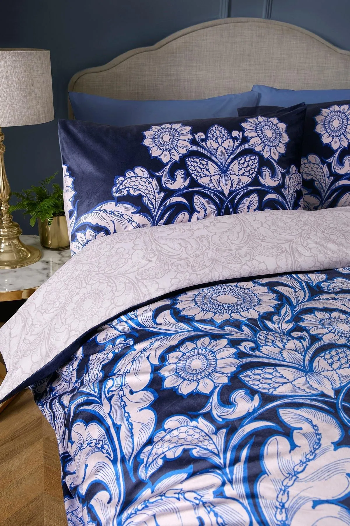 Laurence Llewelyn-Bowen 'Romilly' Floral Jacquard Duvet Cover Set in Blue 2