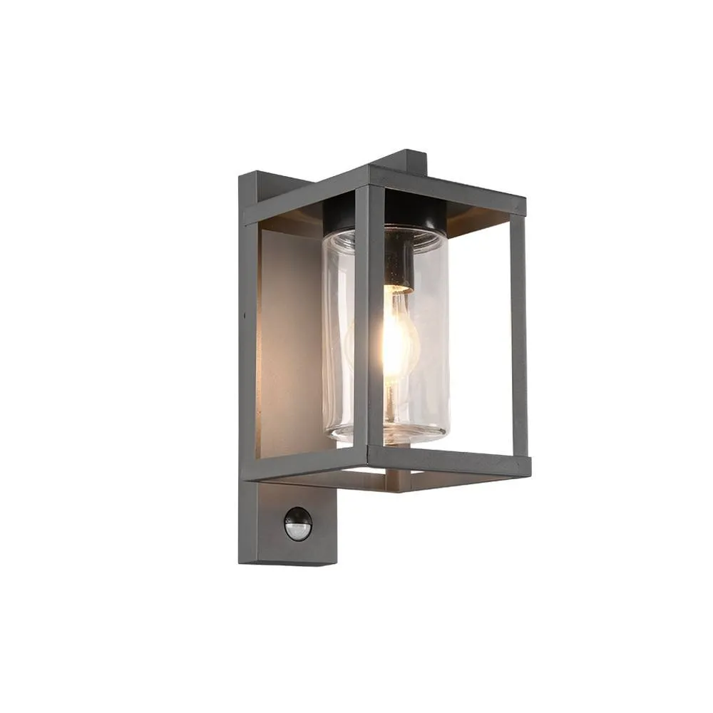 Netlighting Lunga Modern Outdoor Wall Lantern Anthracite IP44 with PIR UK Stock in Black