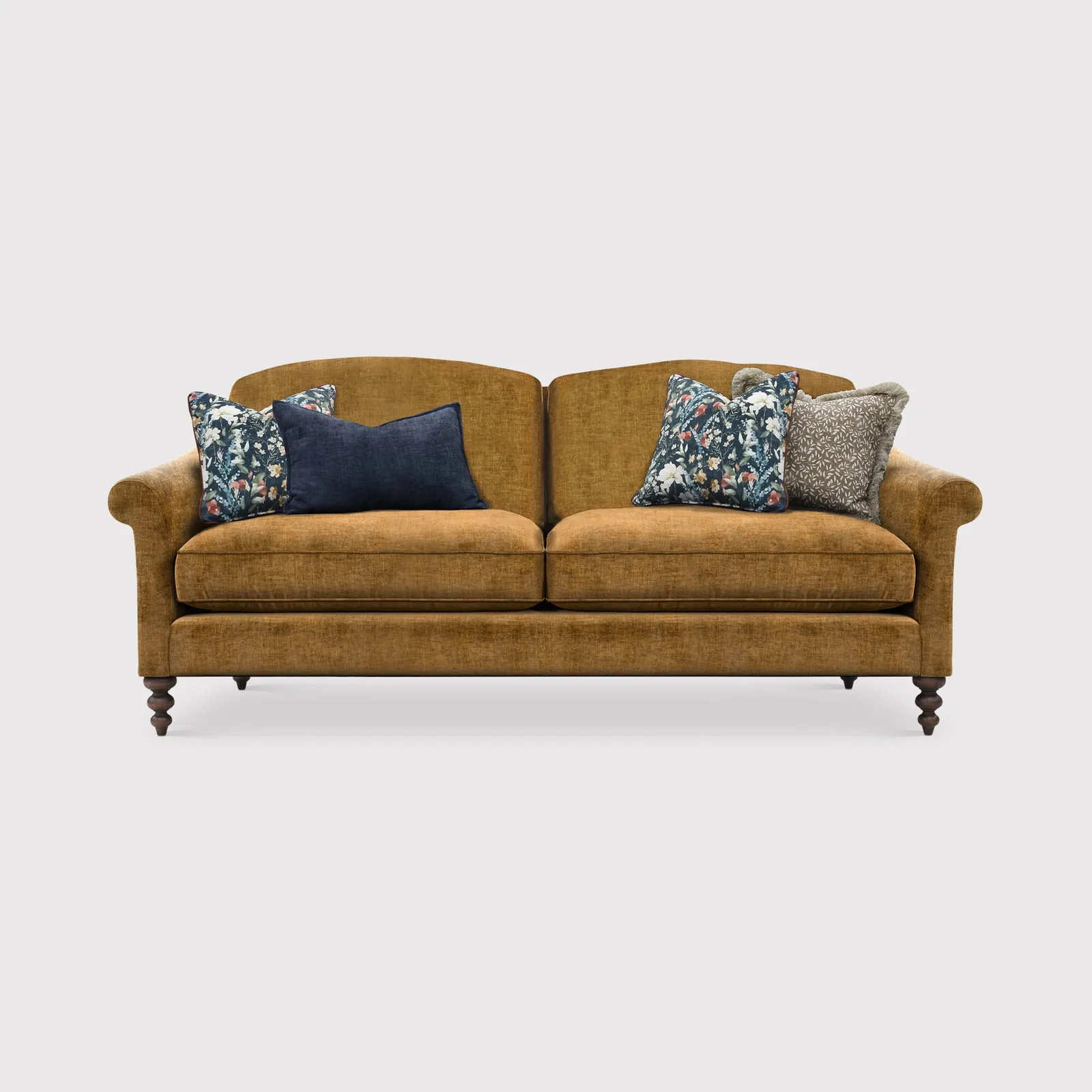 English Heritage Clover 26 Large Sofa With Pre Set Scatters, Yellow | Barker & Stonehouse 1