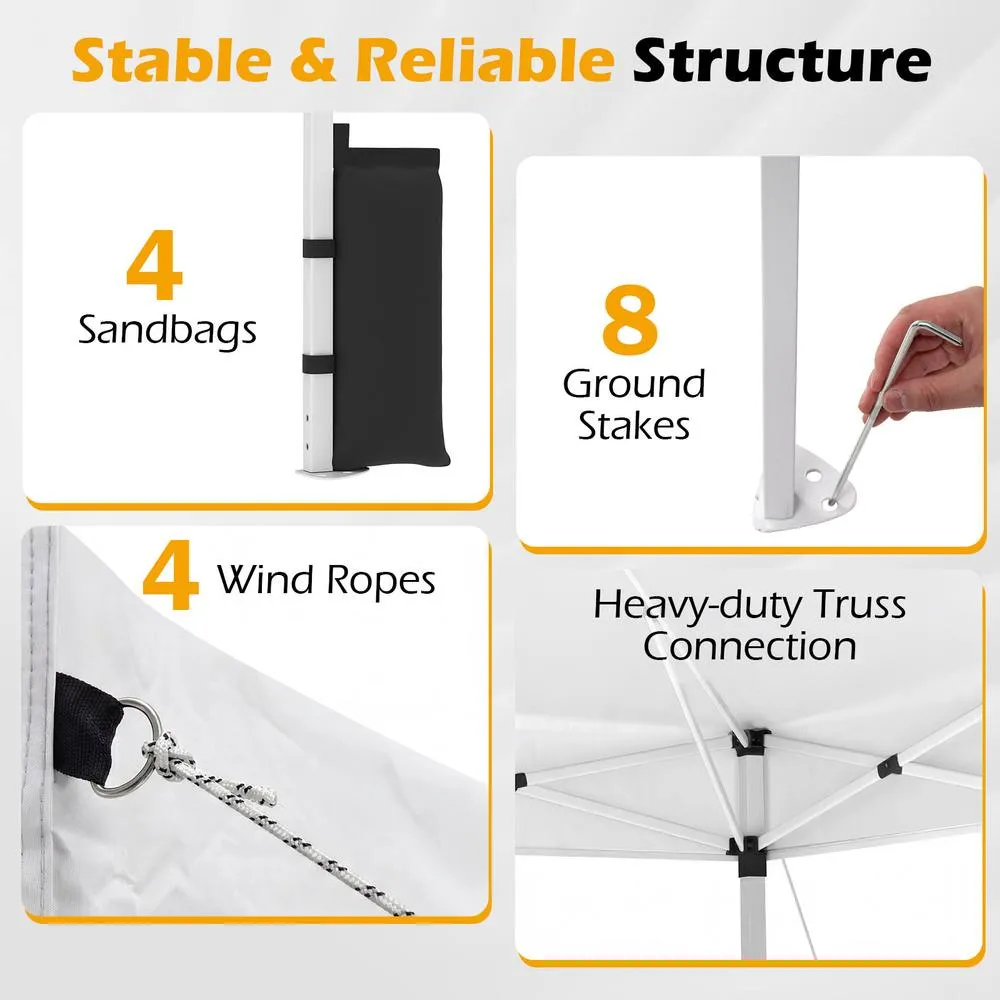 Costway 300 x 300 cm Pop up Canopy Tent 1 Person Easy Setup Gazebo Shelter in White 5