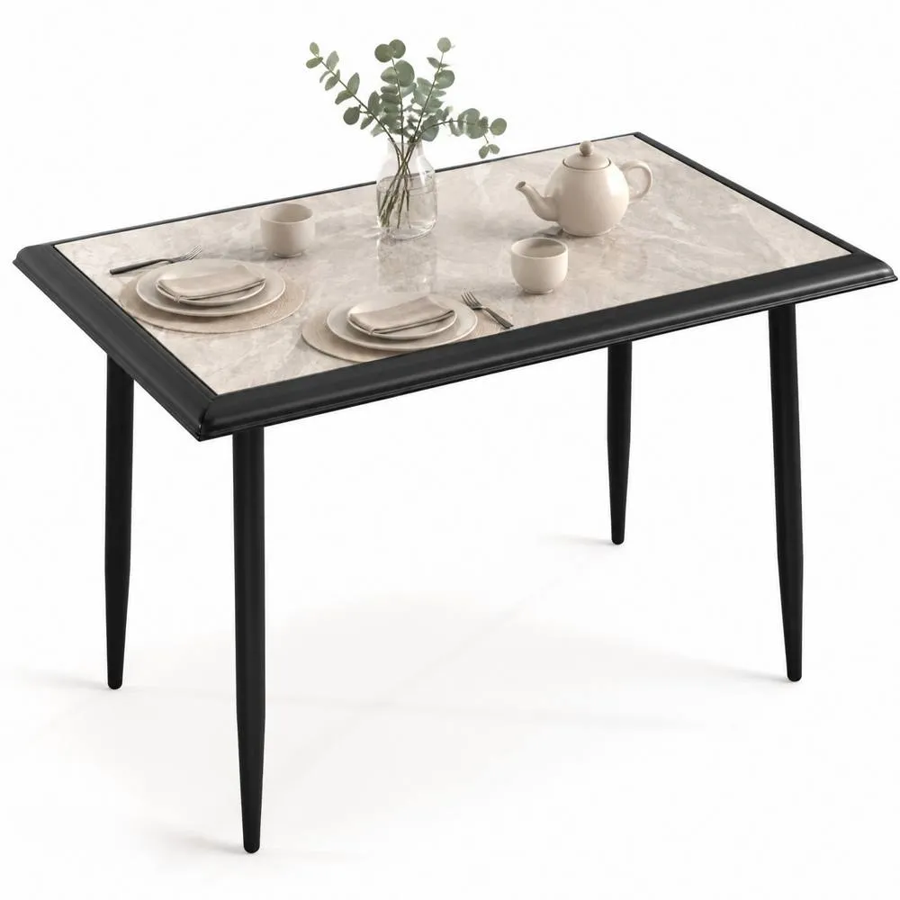 Costway Sintered Stone Dining Table 44" Rectangular Kitchen Table-Grey in Grey
