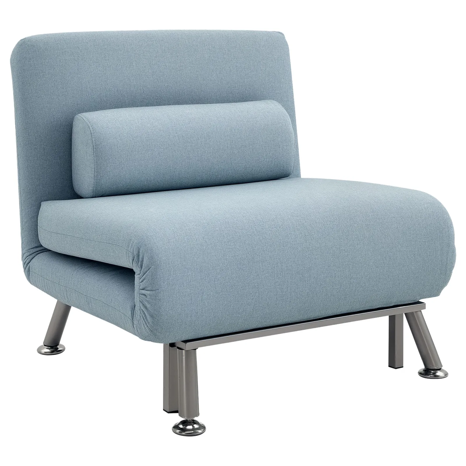 HOMCOM Single Folding 5 Position Convertible Sleeper Chair Sofa Bed in Blue 2