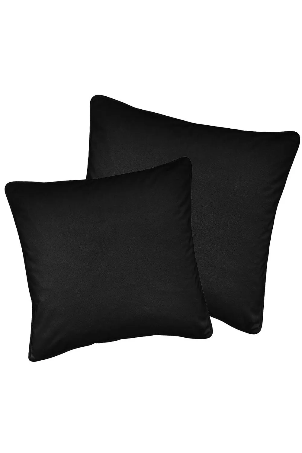 Enhanced Living Pair of Soft Velvet Double Sided Zip Opening Piped Edge Cushion Covers - Cases Only in Black