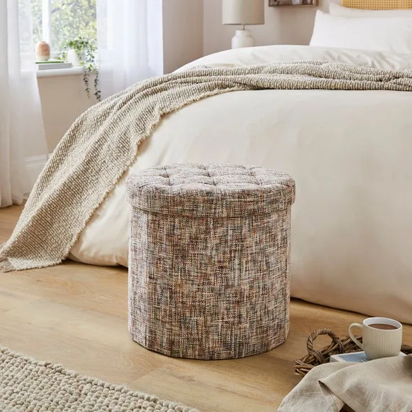 Multi Chenille Round Ottoman 1