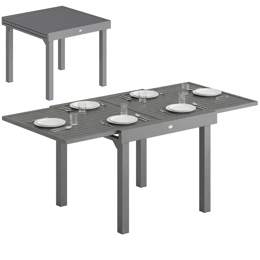 OUTSUNNY Extending Garden Table for 4-8, Aluminium Outdoor Table, Dark Grey 2