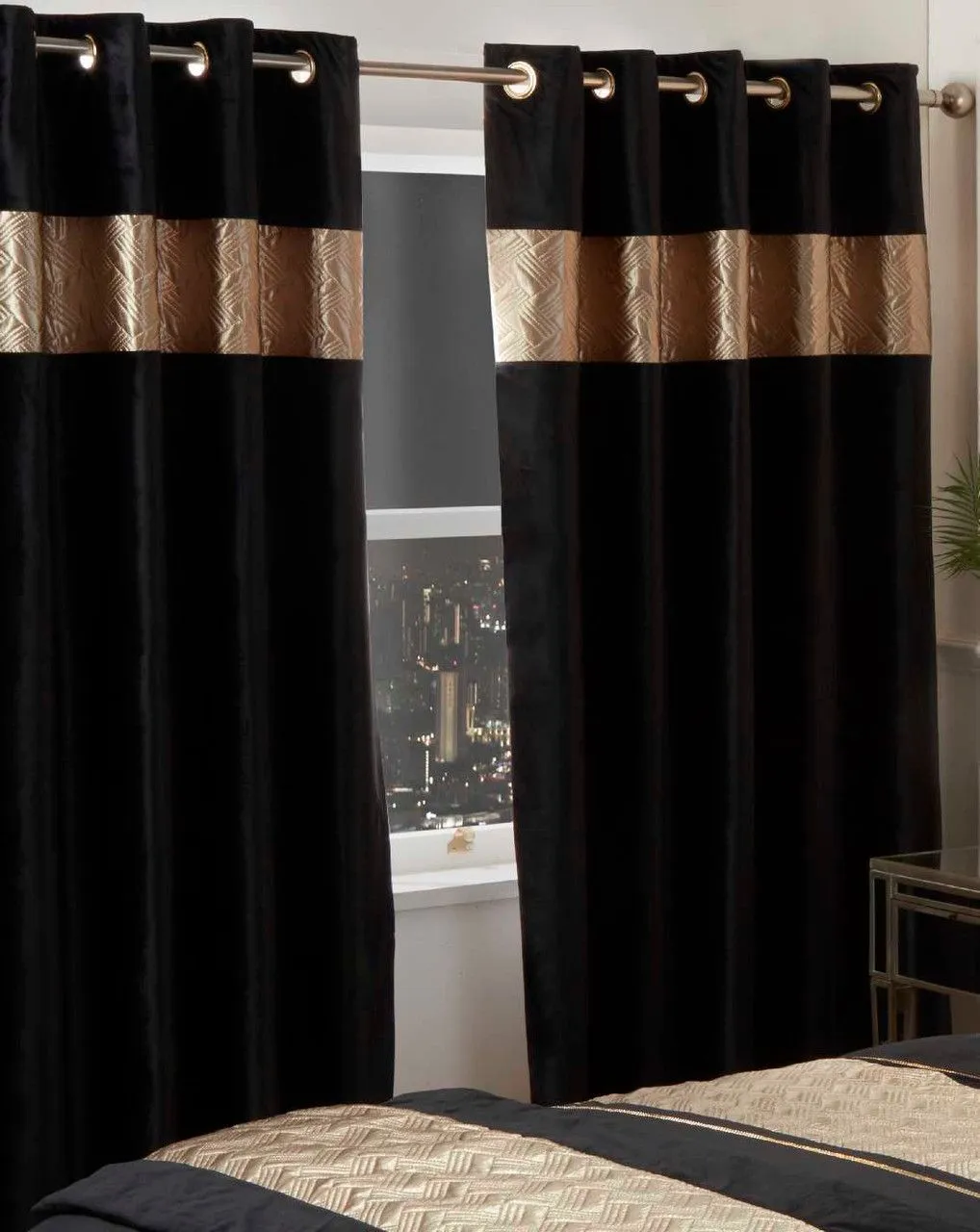Rapport Home Capri Fully Lined Eyelet Curtains Pair in Gold