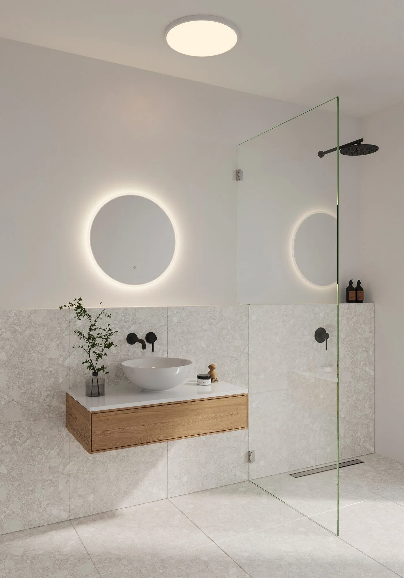 Nordlux Dovina Wall Light Clear Glass Bathroom LED IP44 Switch 4000k Mains 4
