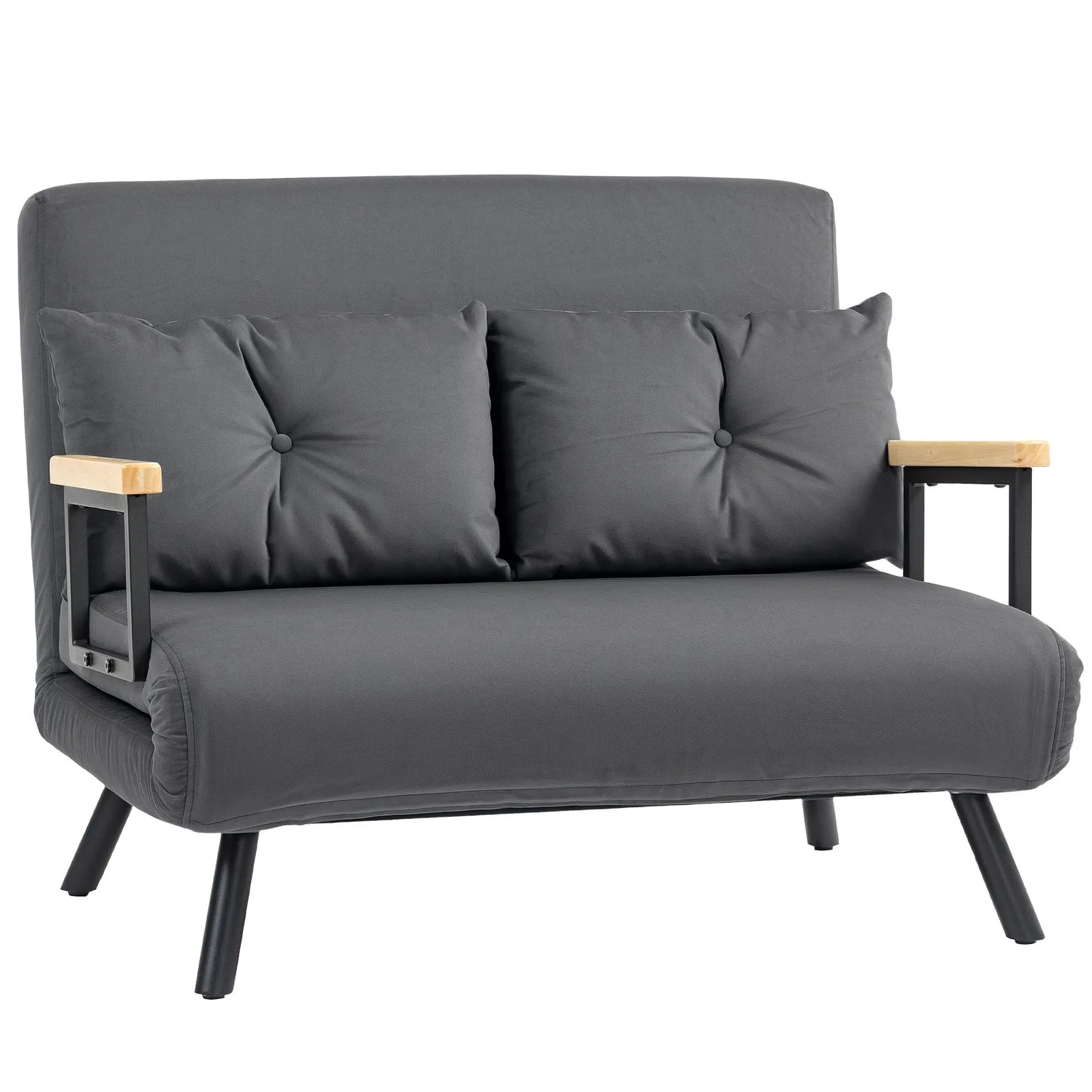 HOMCOM Click Clack 2 Seater Sofa Bed for Living Room, Guest Room in Dark Grey 2