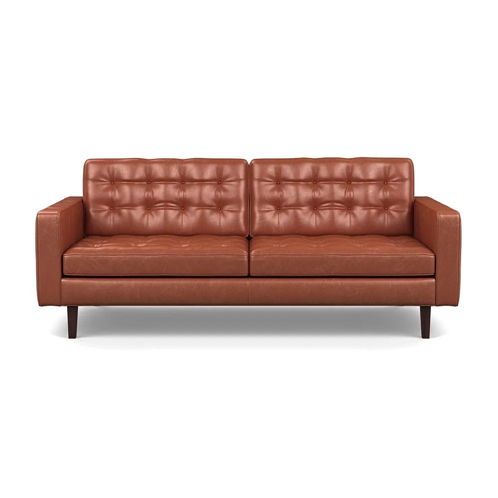 Heal's Hepburn 3 Seater Stonewash Leather Light Brown 274 Wenge Feet 1