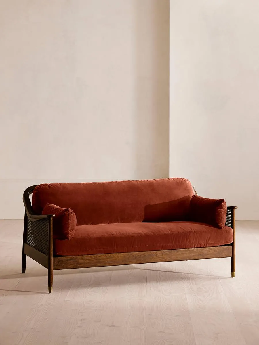 Atlanta Three Seater Sofa, Velvet, Rust
