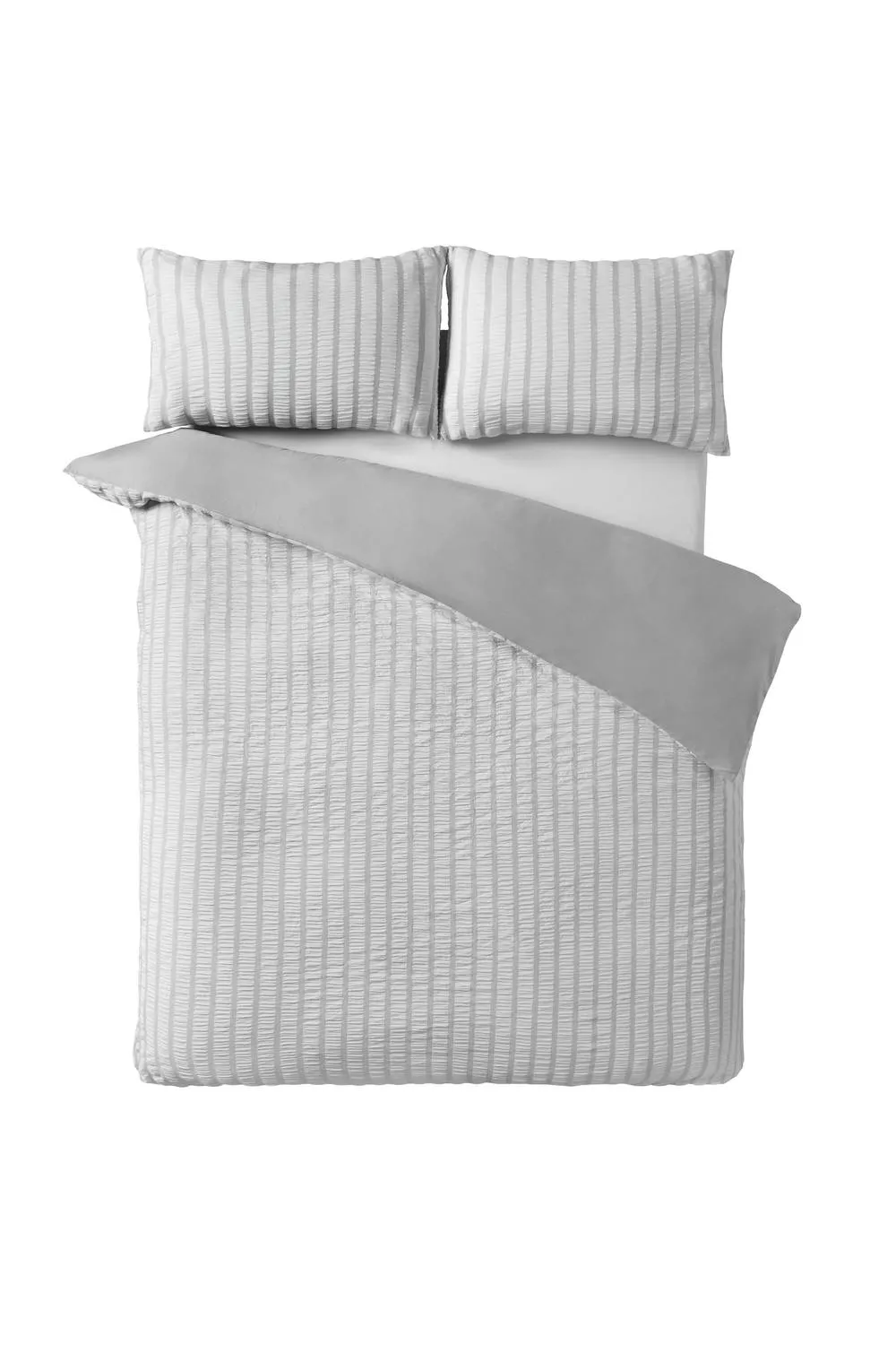 Catherine Lansfield 'So Soft Seersucker Stripe' Duvet Cover Set in Grey 4