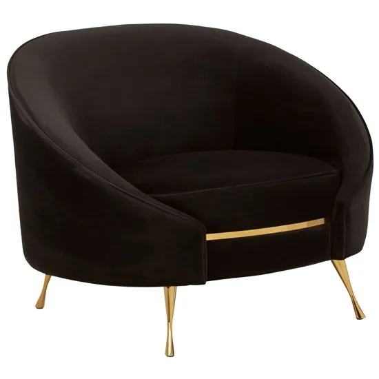 Intercrus Lounge Chaise Armchair In Black Velvet