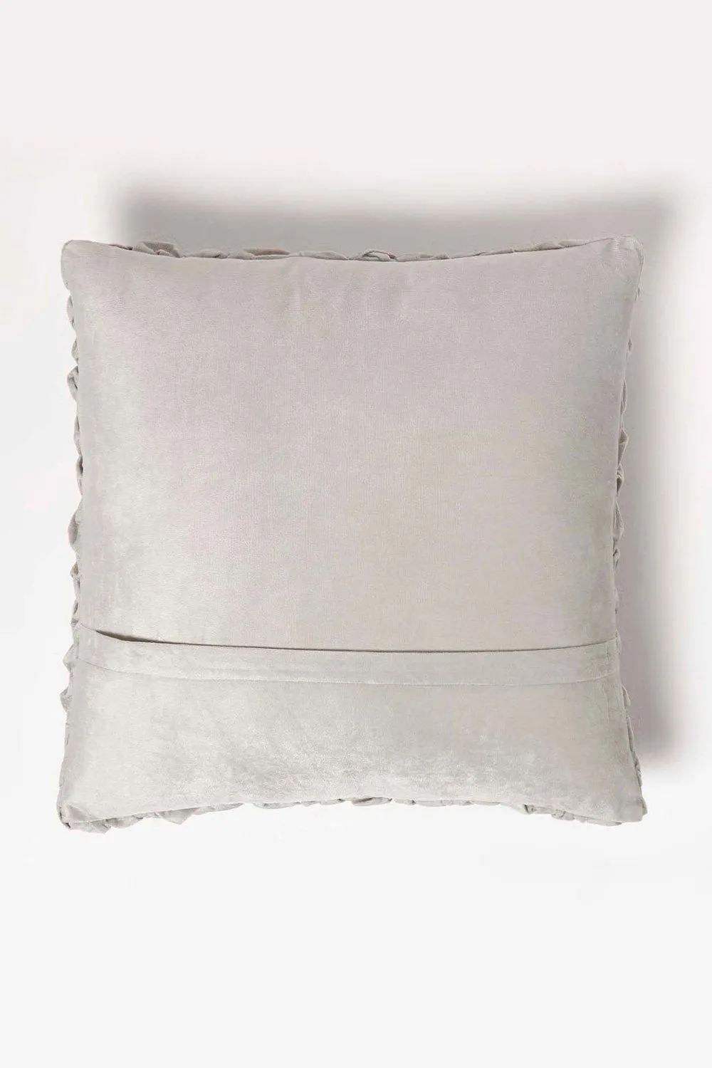 Homescapes Grace Pleated Velvet Cushion in Grey 3