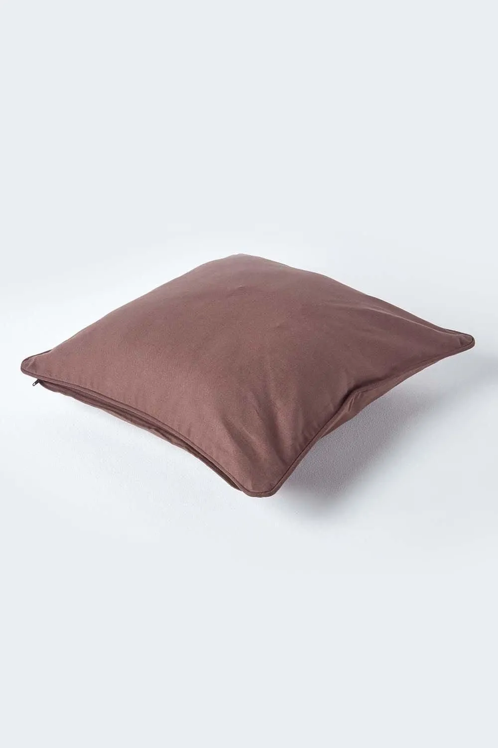 Homescapes Cotton Plain Cushion Cover in Chocolate 3