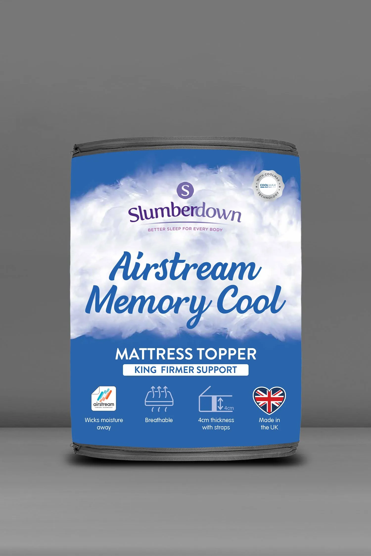 Slumberdown Airstream Memory Cool Mattress Topper in White