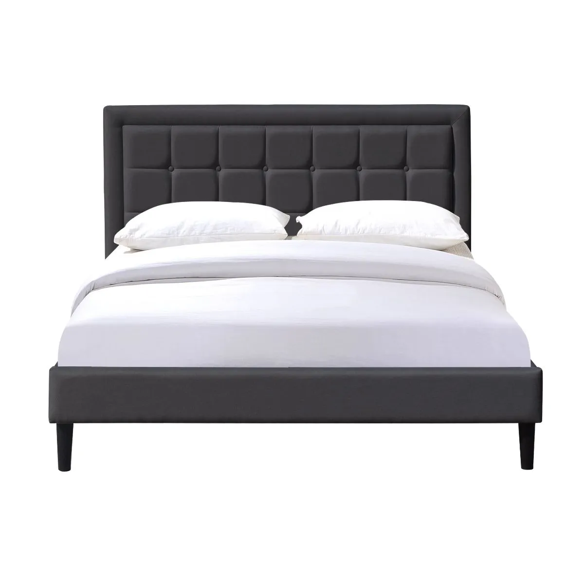 Comfy Living Ltd Fabric Bedframe With Buttoned Headboard in Dark Grey 2