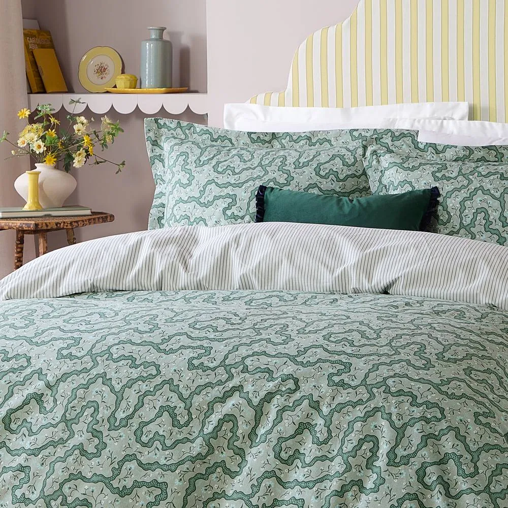 Wylder Brianna Floral 100% Cotton Duvet Cover Set in Green 3