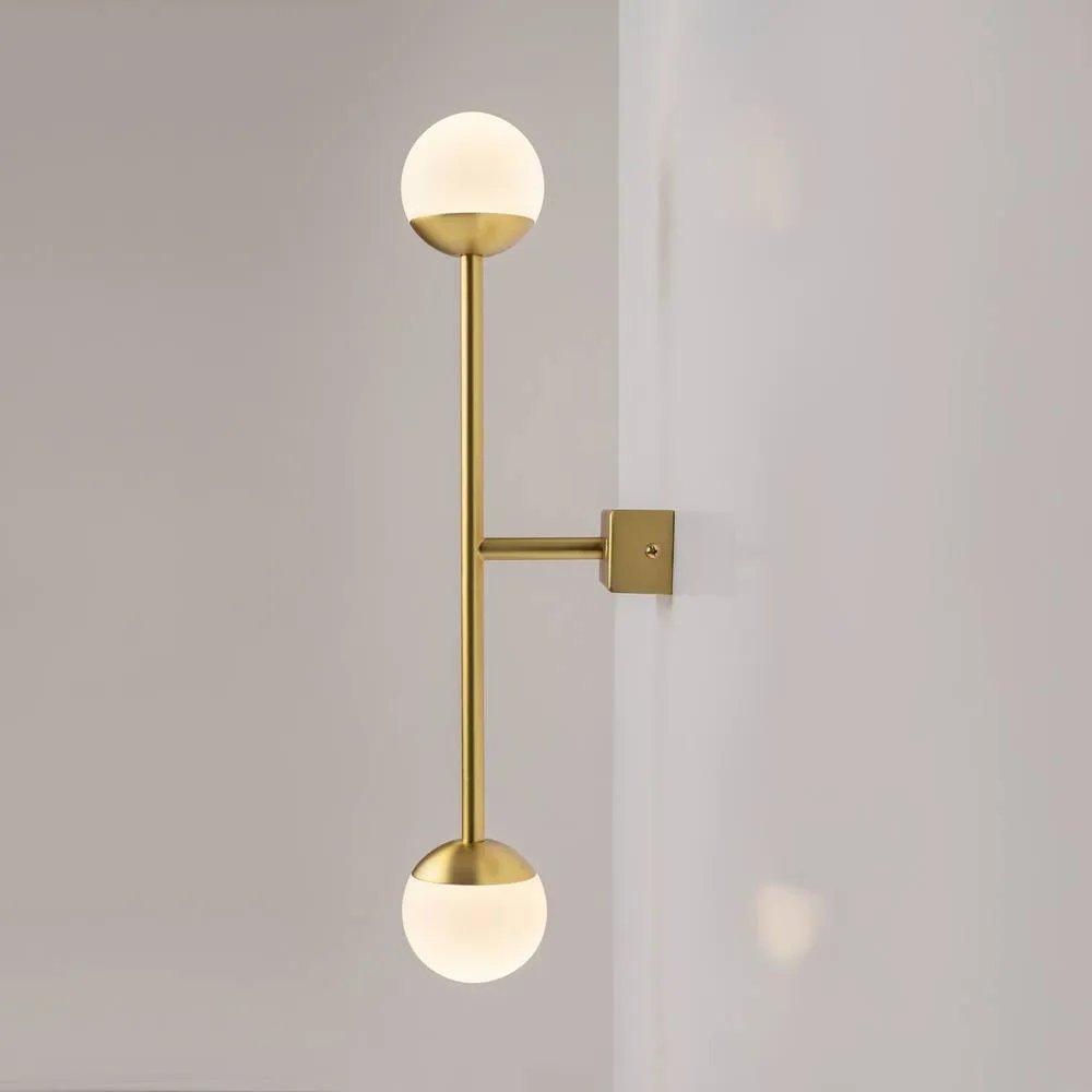 Netlighting Touch Modern Wall Lamp Brass Touch Control 3000K 800lm White Shade in Gold 3