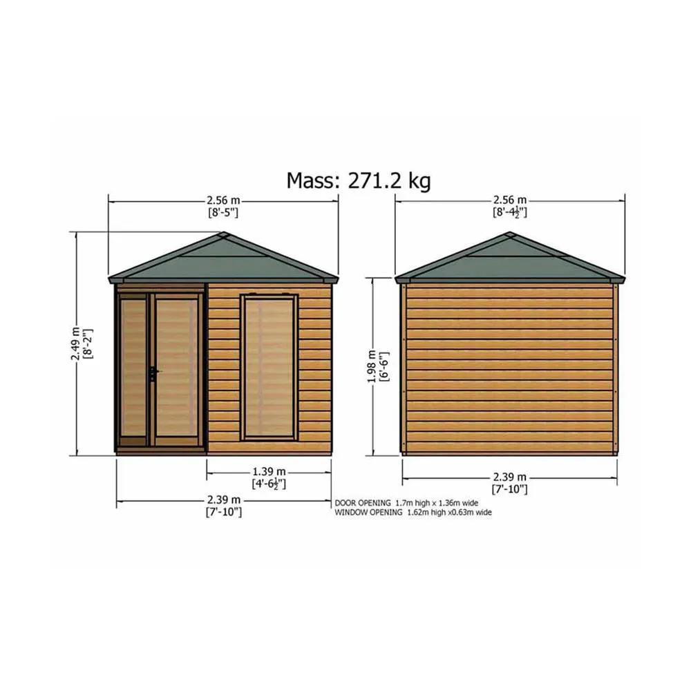 Shires Larkspur 8 x 8 Feet Double Door with Two Fixed Windows Summerhouse in Light Brown 4