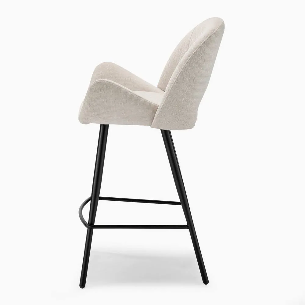FurnitureboxUK 2x Layla Cream Fabric Bar Chairs 5