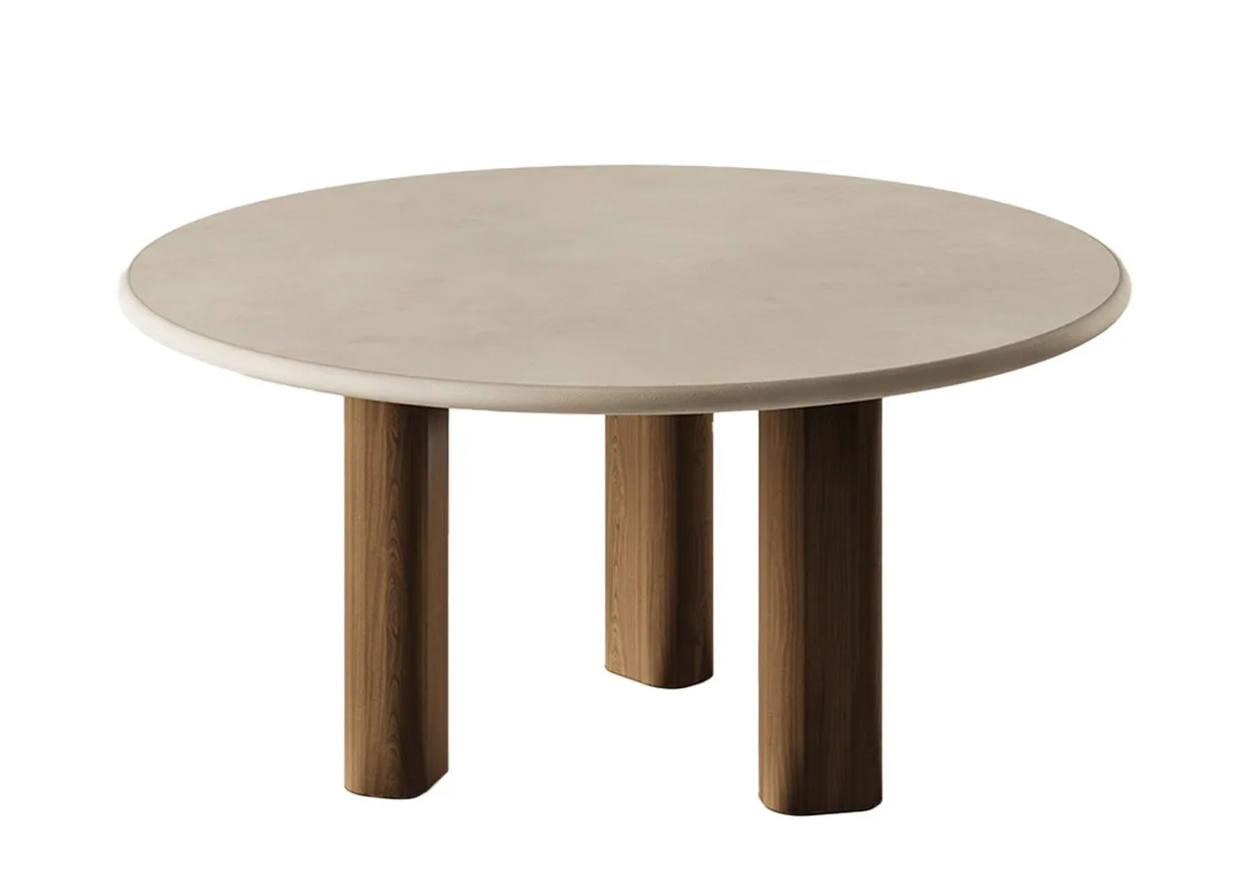 Paul Rogers Pillar Round Dining Table Smoked Walnut Stone Mortex 140cm