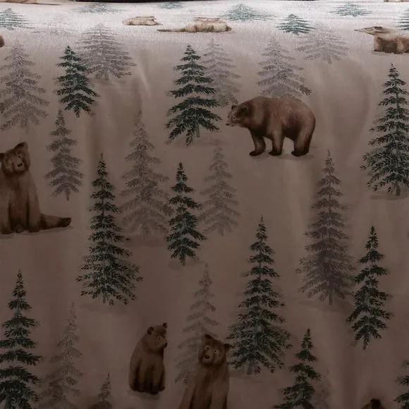 Dreams n Drapes Lodge Bear Walks Natural Duvet Cover and Pillowcase Set 3