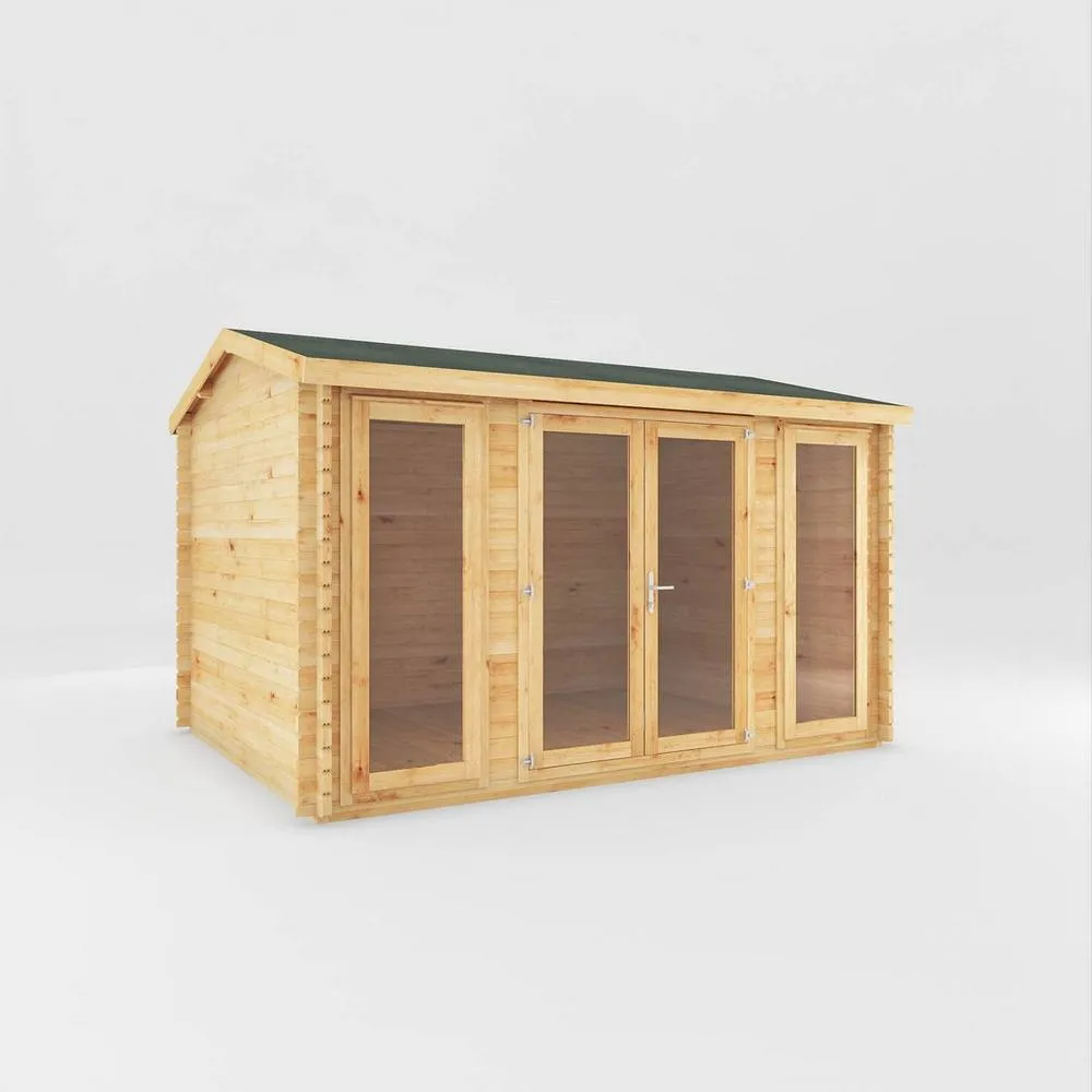 Mercia 4 x 3 m Home Office Studio 28 mm Log Cabin - L314.2 x W403.6 x H260 cm in Light Brown