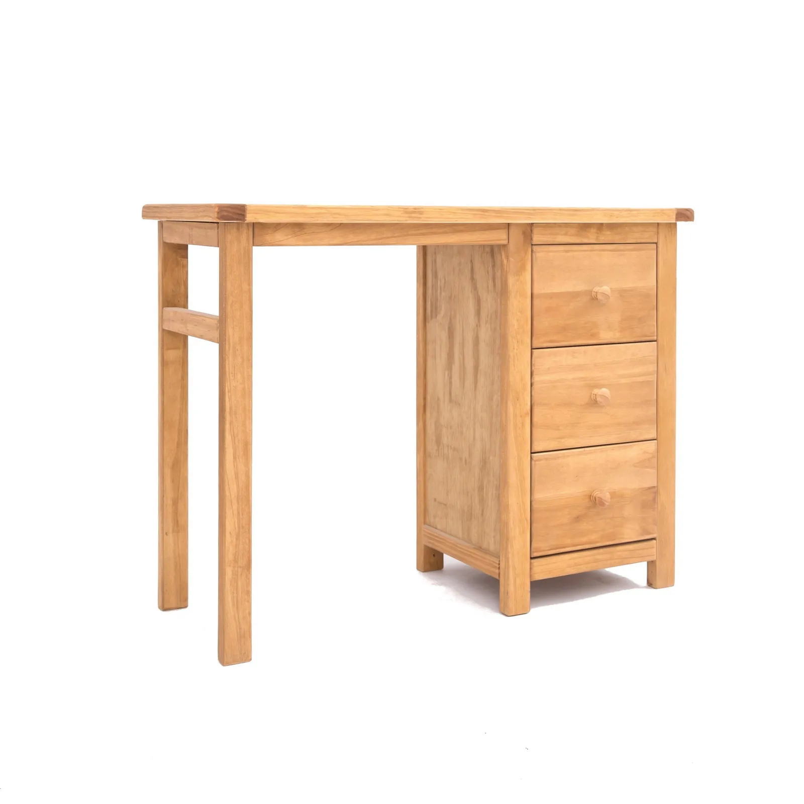 Cabinet Bits Lugo 3 Drawer Desk - Dressing Table Wood Knob in Light Brown 2