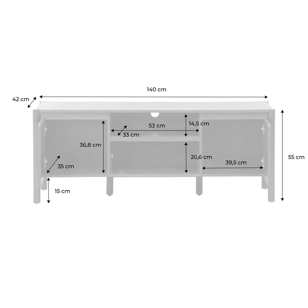 sweeek Wood decor TV stand 2 doors 1 drawer 140cm in Beige 5