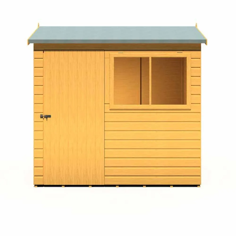Shires Lewis 7 x 5 Feet Single Door Reverse Apex Style D Shed in Brown