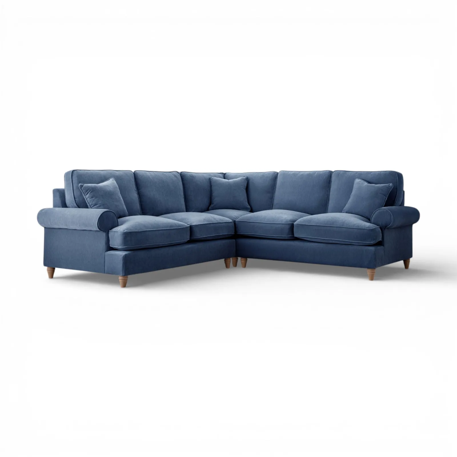 The Great Sofa Company Ezra Large Textured Velvet Corner Sofa - Scroll Arm in Navy 2