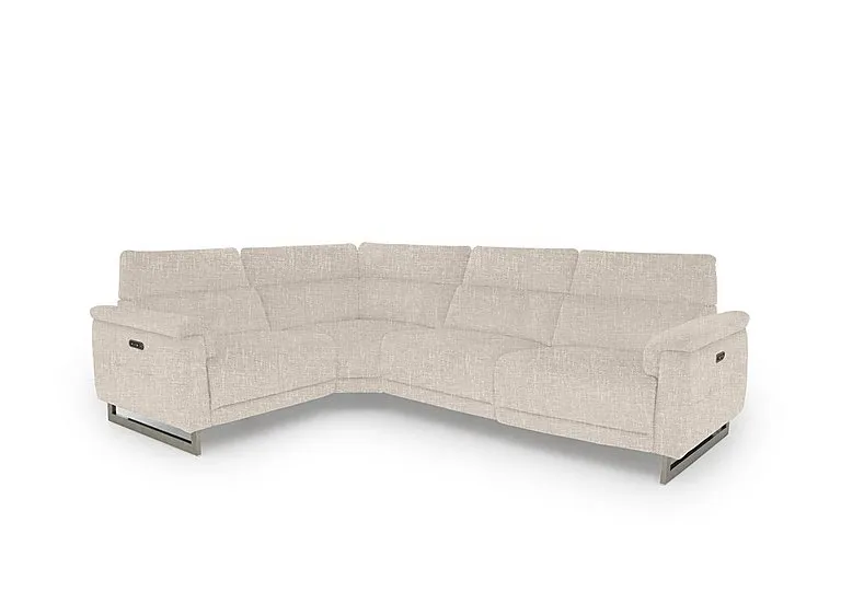 Moet Fabric Power Recliner Left Hand Facing Corner Sofa with Telescopic Headrests - Anivia Nature