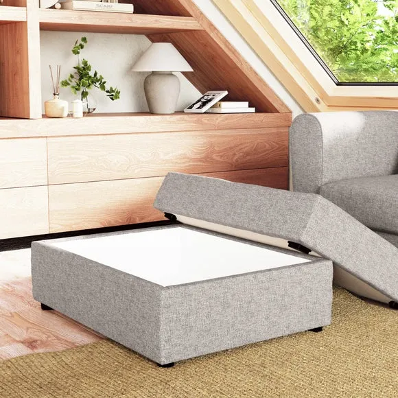 Rectangle Tonal Weave Storage Footstool 2