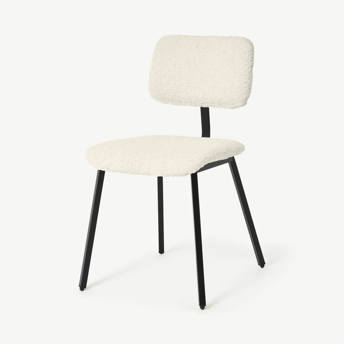 Solomon Dining Chair, Faux Sheepskin with Black Legs