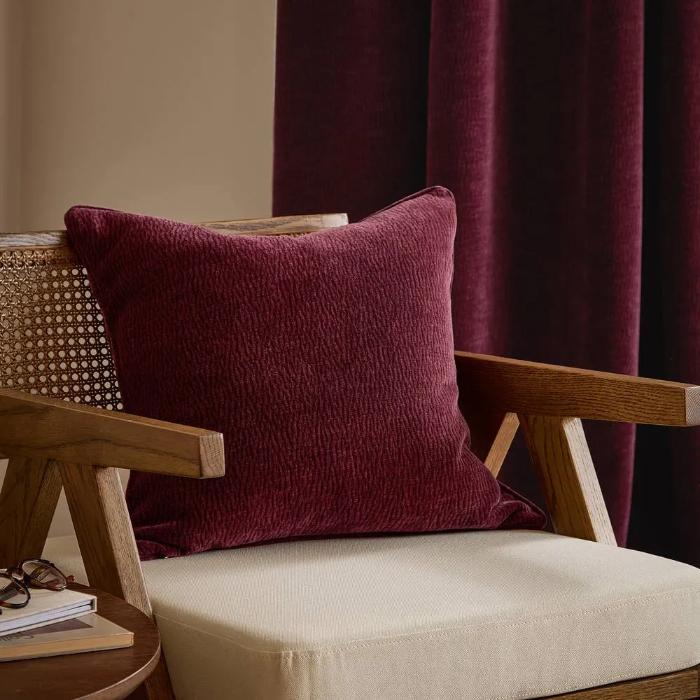 Yard Heath Washed Velvet Textured Cushion Beetroot 50 X 50Cm, Red