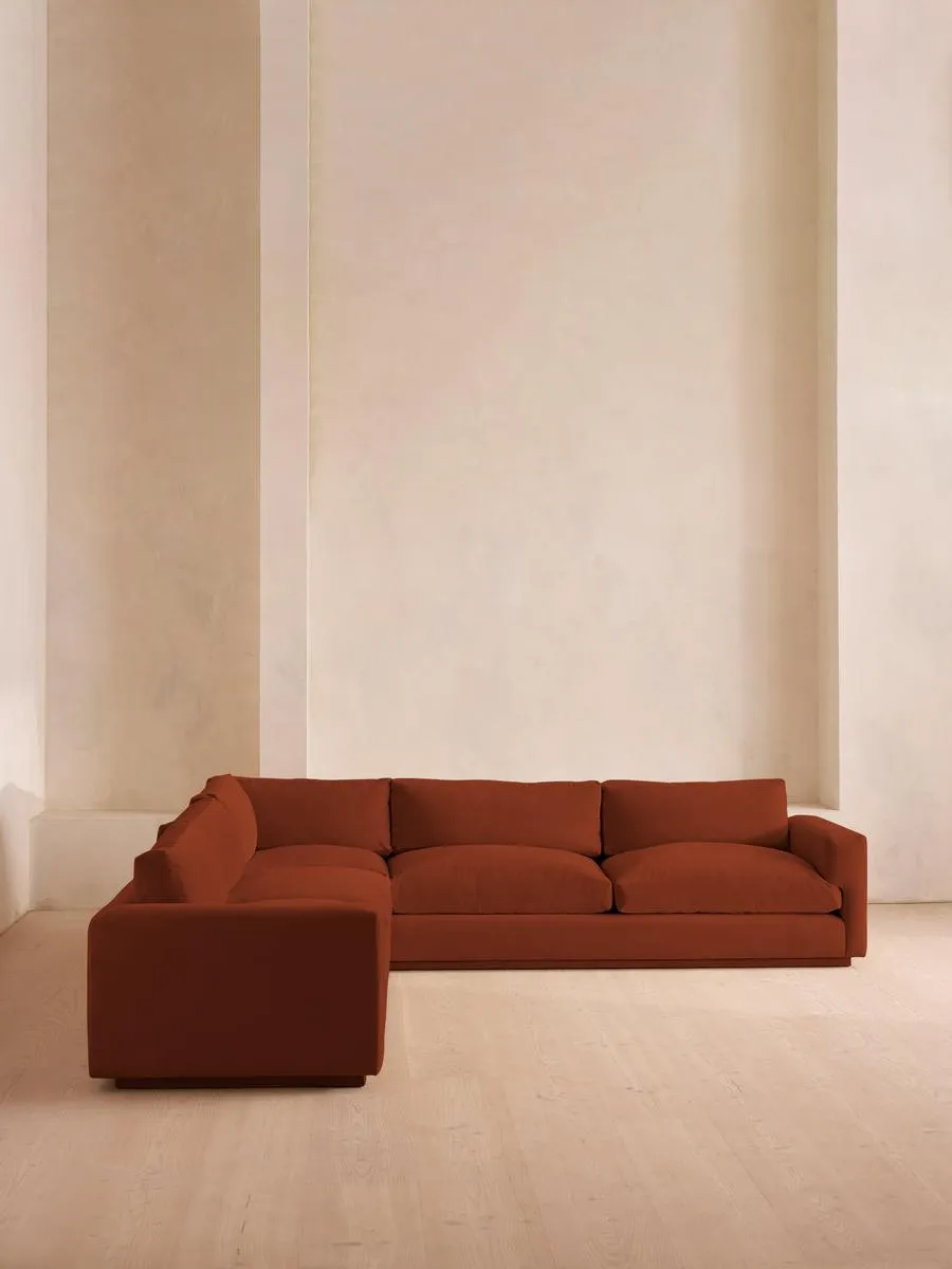 Mossley Corner Sofa, Velvet Rust