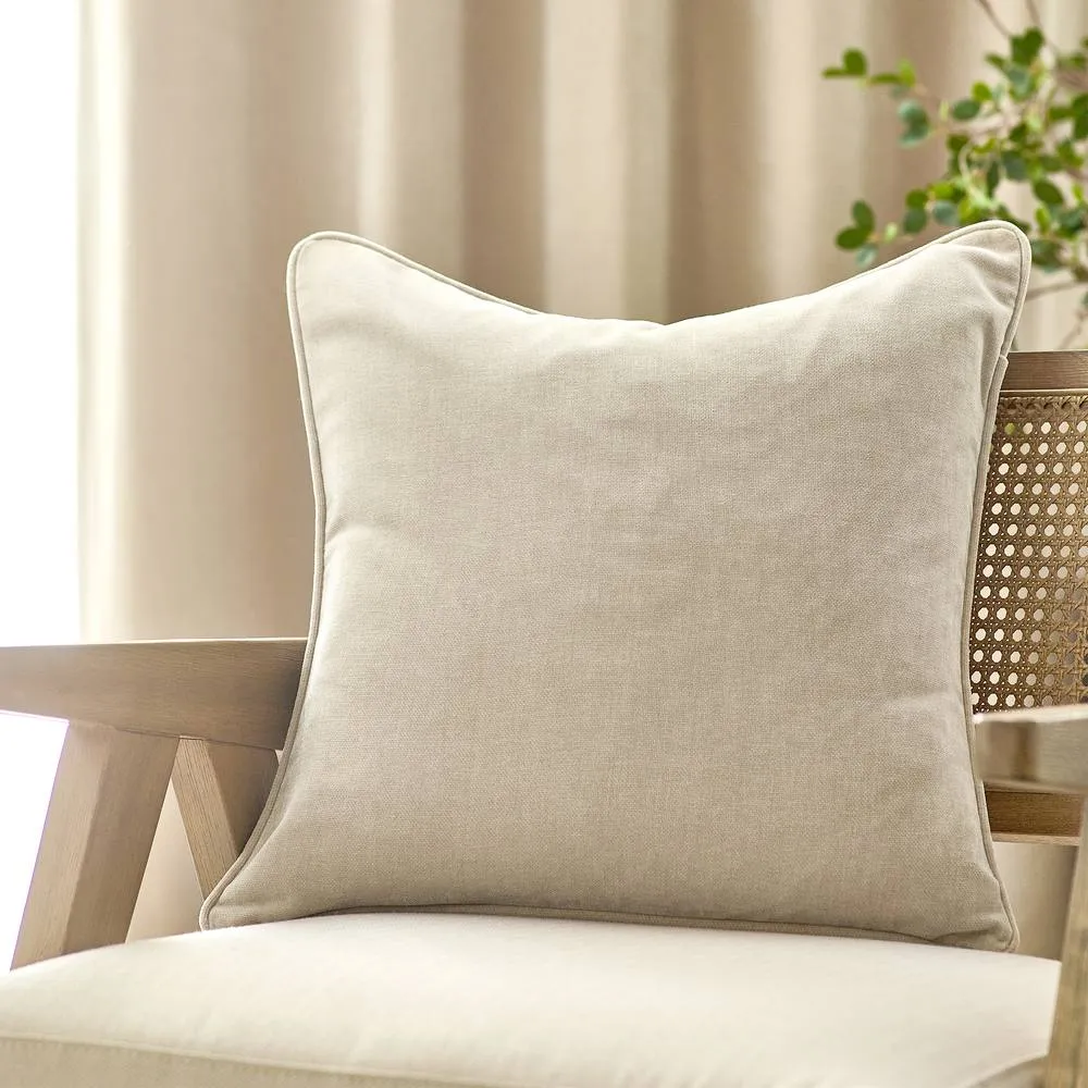 Yard Heavy Chenille Woven Piped Cushion in Cream