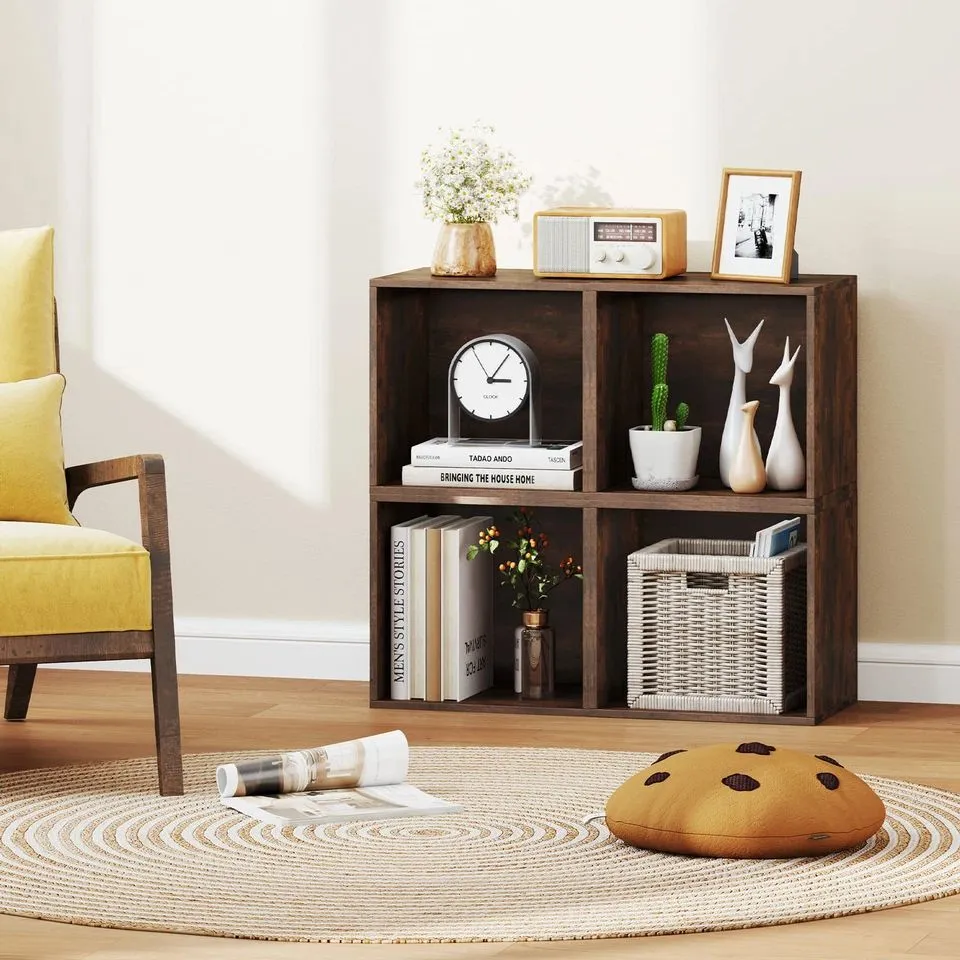 Costway Cube Storage Organizer Stackable Book Shelf for Small Space in Brown 5